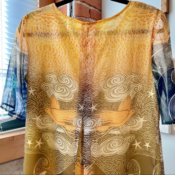 Silk print dress high-low, sheer & lined  $40 - Picture 2 of 15